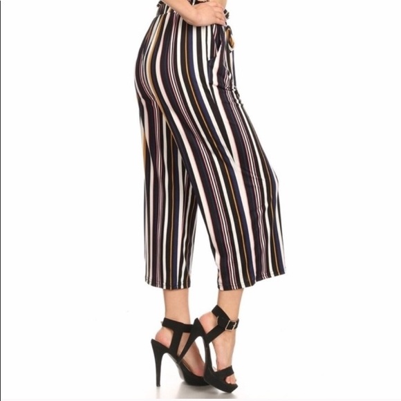 DISCOUNT SHIPPING Striped Palazzo Multicolor Pant - Picture 2 of 4